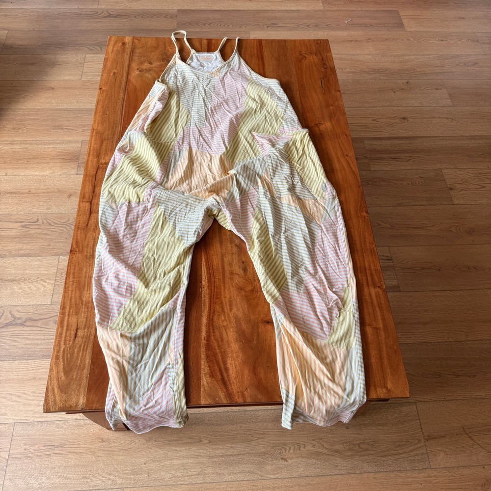 Free People Women's Pastel Striped Dream In Color Hotshot Jumpsuit Size S